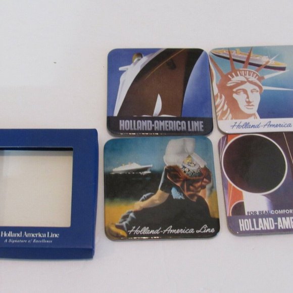 Holland America Cruise Line Ship 4 Cork Backed Coasters Promotional VG - Picture 2 of 5